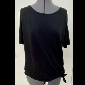CHIC PAIGE BRAND LADIES BLACK COTTON JERSEY KNIT T-SHIRT TEE SIDE KNOT SMALL S